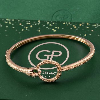 Nat&uuml;rlicher Chromdiopsid, Kanchanaburi Blauer Saphir Armreif ca. 19 cm 925 Silber 750 Gelbgold Vermeil ca. 0,37 ct.