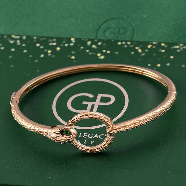 Natürlicher Chromdiopsid, Kanchanaburi Blauer Saphir Armreif ca. 19 cm 925 Silber 750 Gelbgold Vermeil ca. 0,37 ct. image number 2