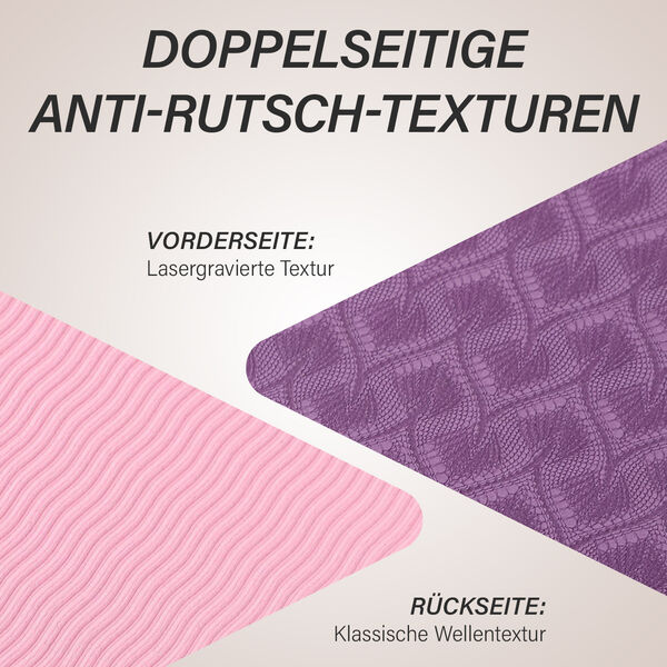 TPE rutschfeste Yogamatte, Rosa-Lila image number 6