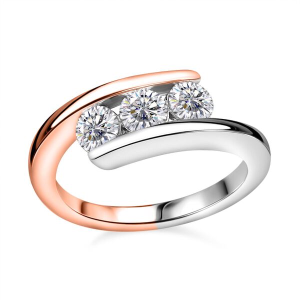 Moissanit Ring, 925 Silber rhodiniert und 750 Ros&eacute;gold Vermeil- 0,67 ct. image number 3