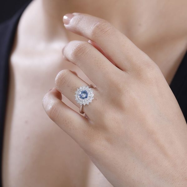 LUXORO zertifiziert und geprüft AAA Blauer Saphir und Diamant Ring in 585 Weißgold - 1,46 ct. image number 2