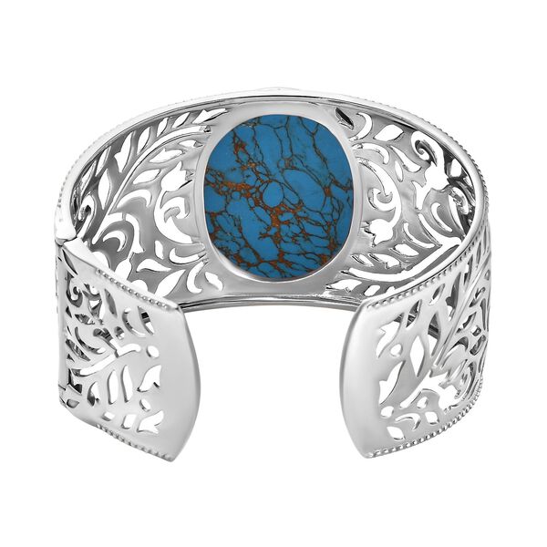 Blaues Türkis Armreif, ca. 19 cm, platiniert ca. 56.79 ct image number 5