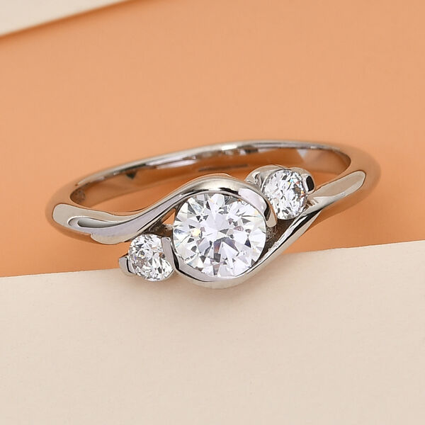 LUSTRO STELLA - feinster Zirkonia-Ring, 925 Silber platiniert image number 2