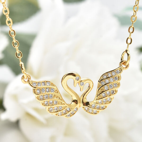 Weiße Zirkonia Schwan-Halskette, ca. 43 cm, goldfarben ca. 0,08 ct image number 2