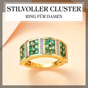Kagem sambischer Smaragd und Zirkon-Ring - 1,52 ct.