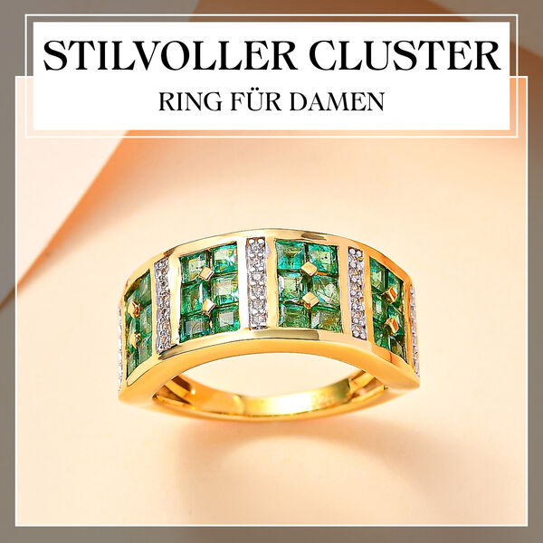 Kagem sambischer Smaragd und Zirkon-Ring - 1,52 ct. image number 2