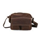 Echtleder-Crossbody-Tasche mit Überschlag und Mehrfachfächern, 25x8x18 cm, Dunkelbraun