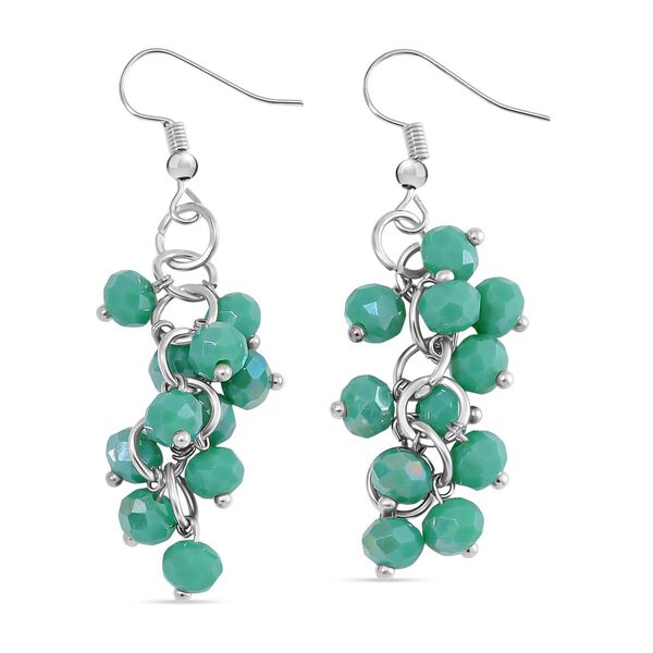 2er Set - gr&uuml;n Kristall, Wei&szlig;er Kristall Halskette und Ohrringe image number 5