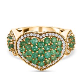 Kagem Sambischer Smaragd Ring, 925 Silber vergoldet (Größe 21.00) ca. 1.98 ct