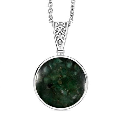 Smaragd Matrix Anh&auml;nger mit Kette, ca. 6,00 ct