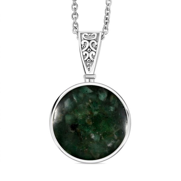 Smaragd Matrix Anh&auml;nger mit Kette, ca. 6,00 ct