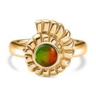 Ammolit Ring, 925 Silber 750 Gelbgold Vermeil (Größe 18.00) ca. 0.84 ct