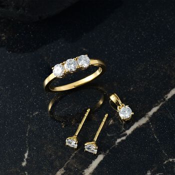 Moissanit Schmuckset, 925 Silber 750 Gelbgold Vermeil - 1,44 ct.