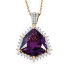 AA afrikanischer Amethyst und Zirkon-Anhänger mit Kette - 22,25 ct. image number 0