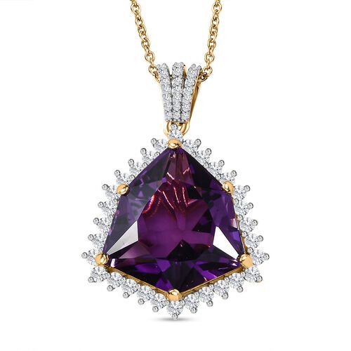 AA afrikanischer Amethyst und Zirkon-Anhänger mit Kette - 22,25 ct. image number 0