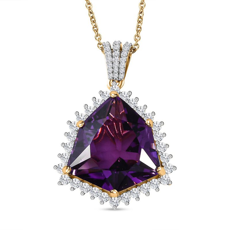AA afrikanischer Amethyst und Zirkon-Anhänger mit Kette - 22,25 ct. image number 0