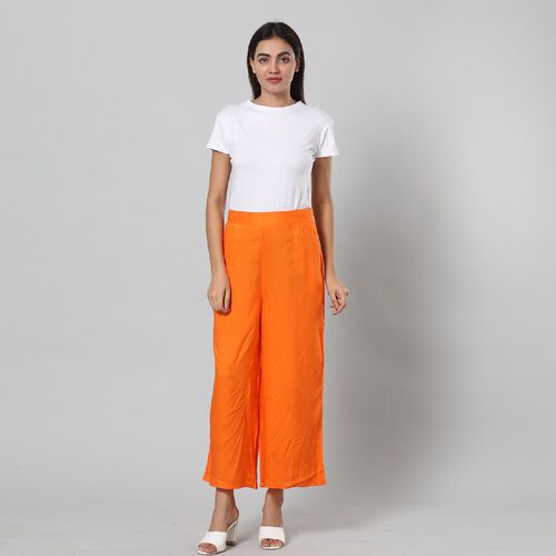 Einfarbige Palazzo Hose, Größe XXL, Orange image number 0