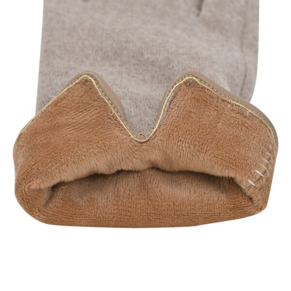 LA MAREY - Kaschmirwolle Handschuhe mit Schnalle, Gr&ouml;&szlig;e 23x9 cm, Beige image number 6