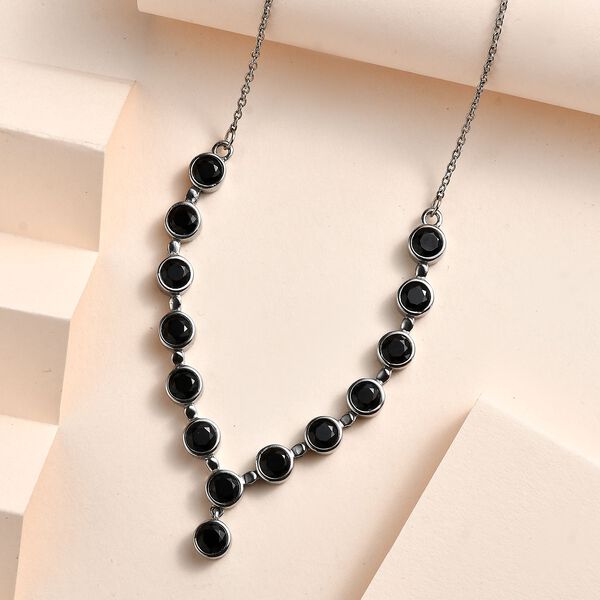 Schwarzer Spinell Halskette ca. 45 cm Edelstahl ca. 5,74 ct. image number 2