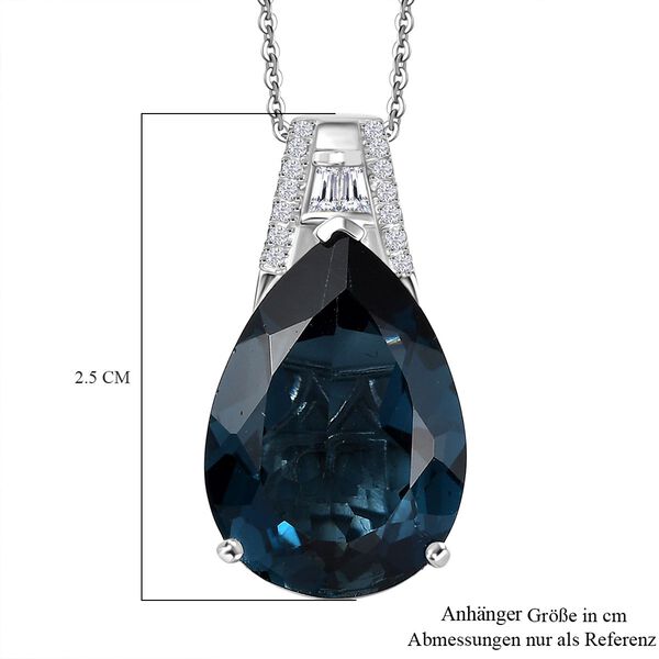 D'Joy London Blautopas und Moissanit Anh&auml;nger mit 50cm Kette - 13,20 ct. image number 6