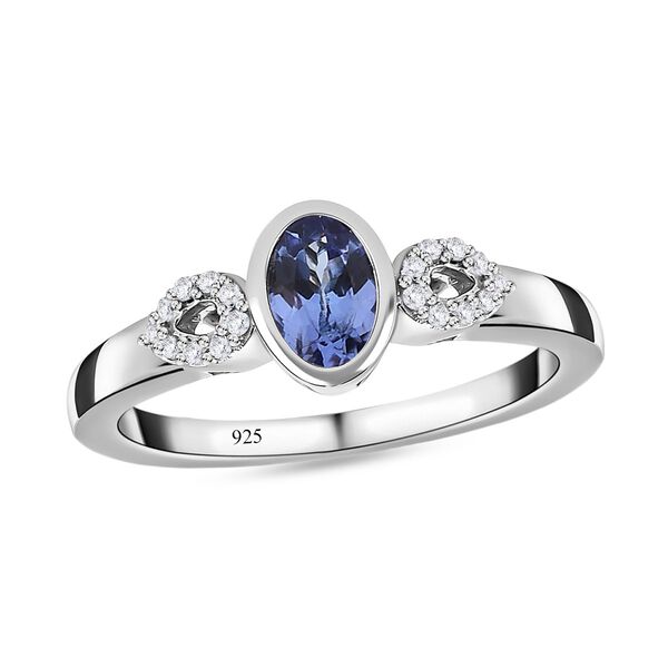 Tansanit und weißer Zirkon-Ring - 0,52 ct. image number 4