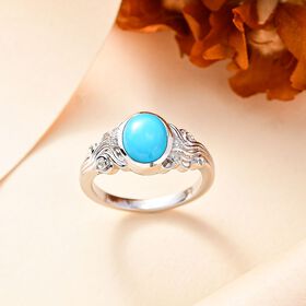 AA Sleeping Beauty Türkis und Zirkon Ring, ca. 1,52 ct.