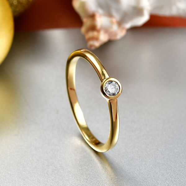 LUXURIANT DIAMOND - Lab Grown Diamant VS-EF Ring 925 Silber 750 Gelbgold Vermeil (Gr&ouml;&szlig;e 23.00) ca. 0,25 ct image number 1