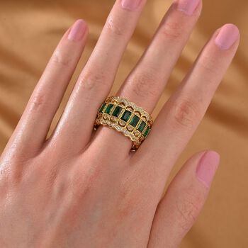 Wei&szlig;er Zirkonia, Neongr&uuml;ner Kristall Ringe Reines Messing ca. (Gr&ouml;&szlig;e 16.00-18.00)