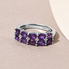 Natürlicher, marokkanischer Amethyst und weißer Zirkon-Ring, 925 Silber platiniert  ca. 1,61 ct image number 1
