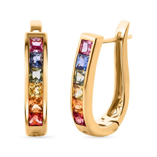 AA Mehrfarbige Saphir Ohrringe, 925 Silber Gelbgold Vermeil ca. 1.80 ct image number 0