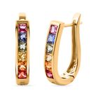 AA Mehrfarbige Saphir Ohrringe, 925 Silber Gelbgold Vermeil ca. 1.80 ct