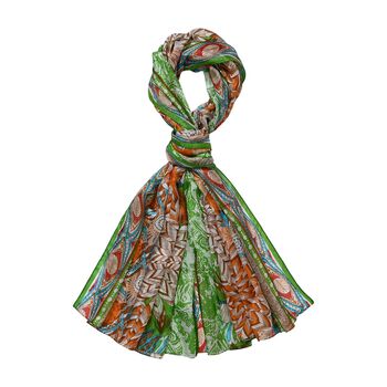 LA MAREY - 100% Maulbeeren-Seidenschal, Chiffon, 195x110cm, Gr&uuml;n