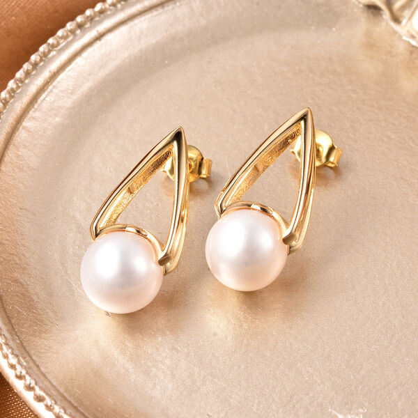 Edison Perle Ohrh&auml;nger 925 Silber Gelbgold-&Uuml;berzug&nbsp; image number 1