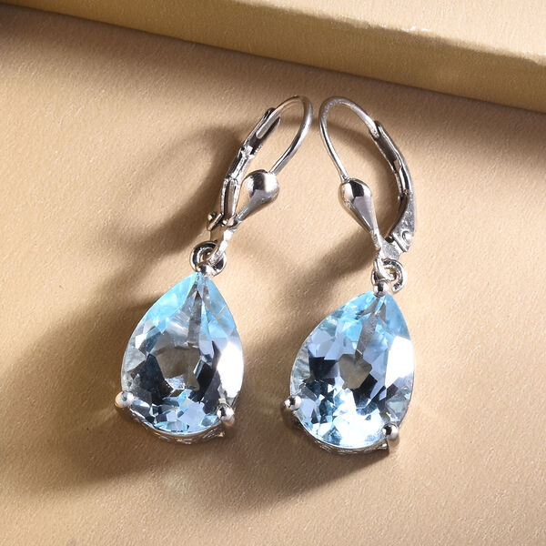 Himmelblaue Topas-Ohrringe, 925 Silber platiniert ca. 12,18 ct image number 2