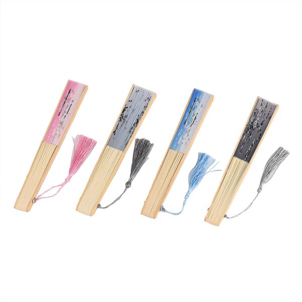 4-teiliges F&auml;cher-Set mit Quasten, 21x3x1,1cm, Schwarz, marineblau, lila und blau