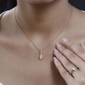 2er-Set AA nat&uuml;rliches, &auml;thiopisches Welo-Opal und Zirkon-Schmuckset - 1,75 ct.