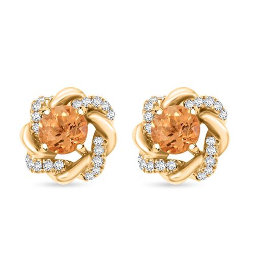 LUXORO zertifiziert und geprüft zertifiziert und geprüft AAA Tsavorite Granat und Diamant Ohrringe in 585 Gold - 1,29 ct. image number 0