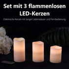 Set aus 3 batteriebetriebenen LED-Kerzen mit Fernbedienung image number 3