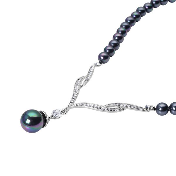 Pfaufarbene Muschelkernperlen-Halskette ca. 50 cm image number 3