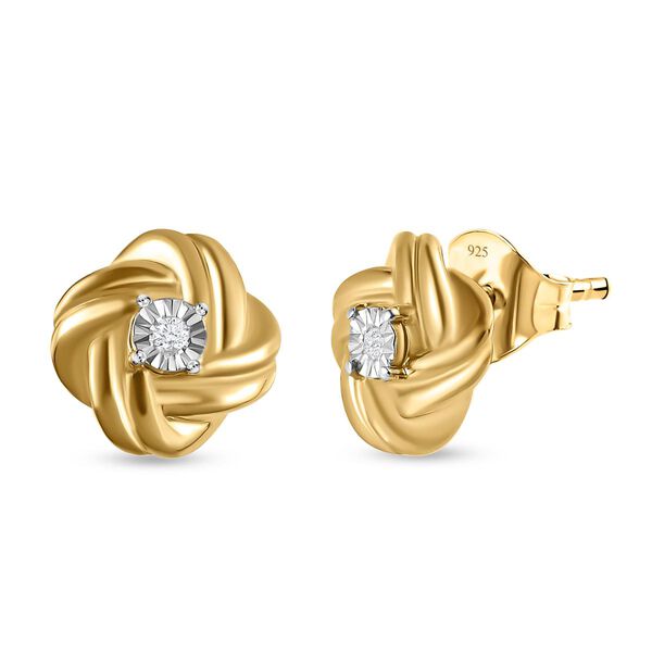 Wei&szlig;e Diamant-Ohrringe, 925 Silber vergoldet image number 4