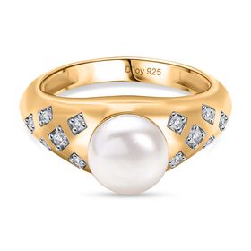 D'Joy Süßwasser Perle und Zirkon Ring - 3,32 ct.
