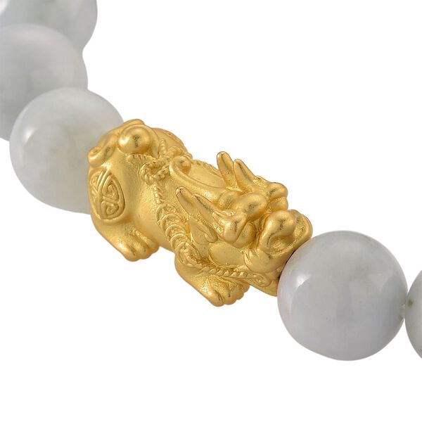 D'Joy Wei&szlig;e Jade Armband Flexibles (18 - 19 cm) 925 Silber vergoldet ca. 150,00 ct. image number 5