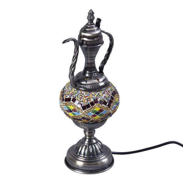Handgefertigte orientalische Mosaik Glas Tischlampe - Weinkrug Form, Größe 12x38 cm, Mehrfarbig image number 0