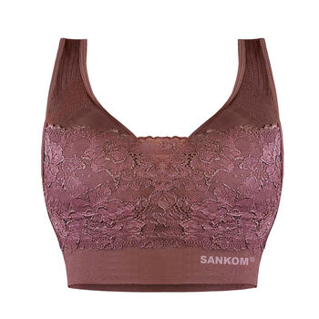 SANKOM - R&uuml;ckenst&uuml;tze Haltungskorrektur Push-up Spitzen-BH, Gr&ouml;&szlig;e M/L, 80-85 cm, Schwarz