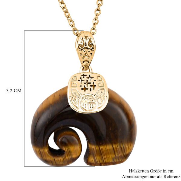 Tigerauge Schmuckset Reines Messing, Reiner Edelstahl IP-Gelbbeschichtung ca. 25.00 ct image number 5