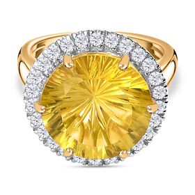 AAA Ouro Verde Quarz und Zirkon Ring - 9,58 ct.