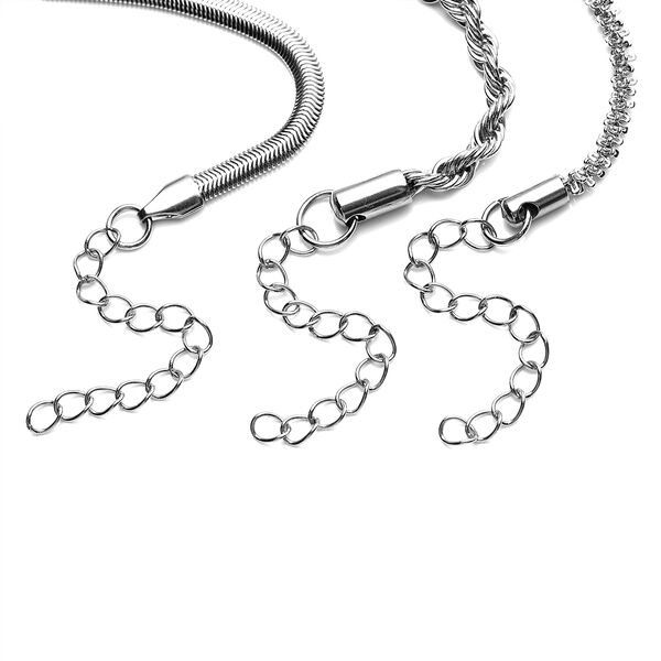 3er-Set Kordel, Franko und Panzer Stil Armb&auml;nder, ca. 19 cm, 316L Edelstahl image number 3