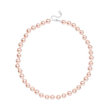 Rosa Muschelkernperlen-Halskette, ca. 45 cm, silberfarben
