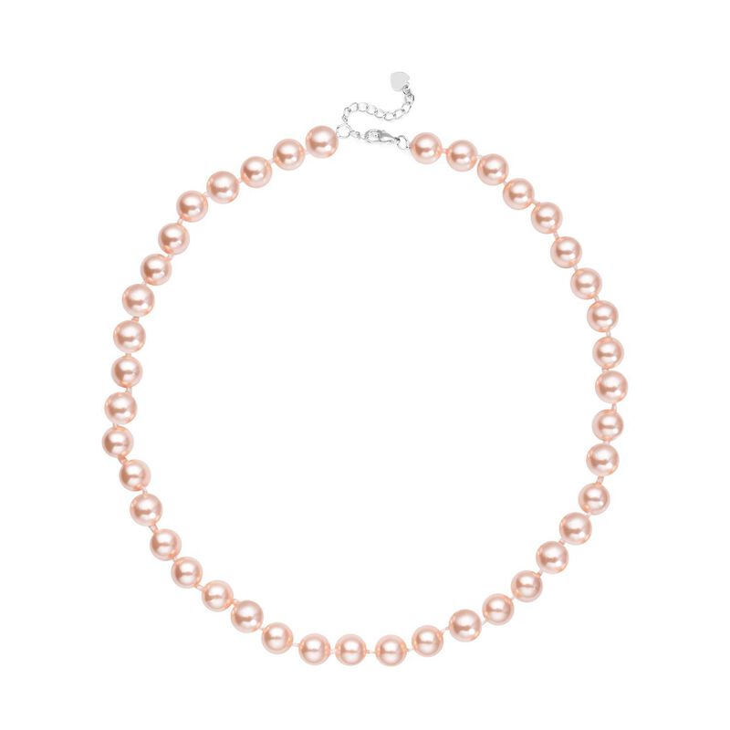Rosa Muschelkernperlen-Halskette, ca. 45 cm, silberfarben image number 0