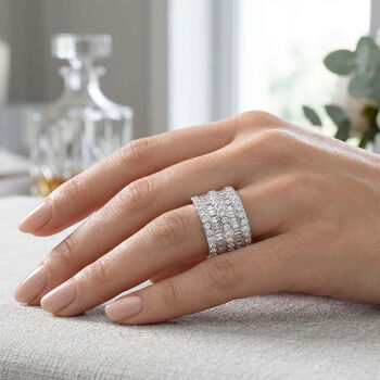 LUSTRO STELLA - Wei&szlig;er Zirkonia Ring, 925 Silber rhodiniert (Gr&ouml;&szlig;e 18.00) 5.71 ct